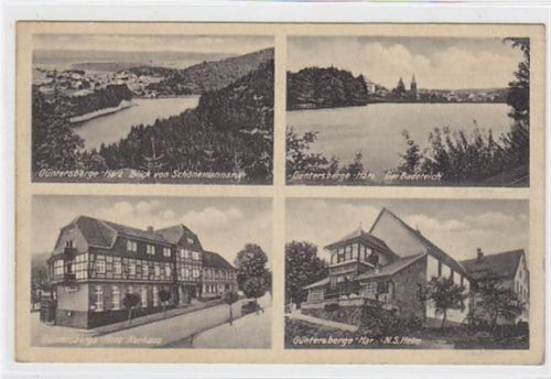 Güntersberge / Harz. Blick von Schönemannsruh Badeteich Kurhaus N.S. Heim ungelaufen Leicht fleckig, sonst gut erhalten