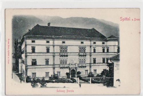 Spittal a.d. Drau, Reliefkarte mit Schloß Porcia. ungelaufen frühe Karte, da Anschriftseite noch ungeteilt. Leicht fleckig, sonst gut erhalten