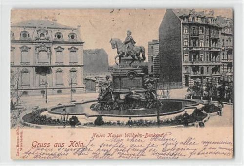 Köln Stadt Köln. ein Blick auf das neue Kaiser Wilhelm Denkmal gelaufen. Leichter Schrift- und Stempeldurchdruck, leicht bügig, sonst gut erhalten