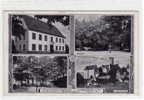 Frohburg Frohburg mit Etablissement Jägerhaus, Garten u. Schloss Gnandstein gelaufen von 1926 kleiner Knick oben in der Mitte und unten rechts, leicht fleckig, sonst gut erhalten.