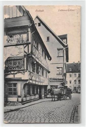 Ansbach Ansbach. Bratwurst-Glöckle und Singer Nähmaschinen-Geschäft. Feldpost Leicht fleckig, leichte Abschürfungen Vorderseite, sonst gut erhalten