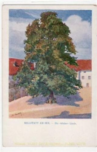 Millstatt, Künstlerkarte mit " Die kleine Linde ". ungelaufen frühe Karte, da Anschriftseite noch ungeteilt. Gute Erhaltung.