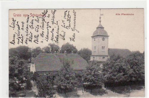 Berlin Schöneberg mit alter Pfarrkirche gelaufen von ca. 1910 kleiner Knick unten links, sonst gut erhalten