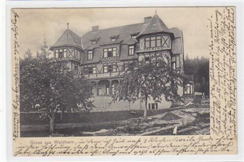 Oberdachstetten mit Gruss aus Waldheim gelaufen, mit Marke und Stempel von 1904. Leichter Stempeldurchdruck, leichter Bug unten links, leicht fleckig, sonst gut erhalten