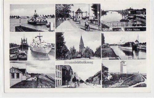 Brunsbüttelkoog, 9 Abbildungen mit Fähre und Koogstraße ungelaufen Gute Erhaltung.