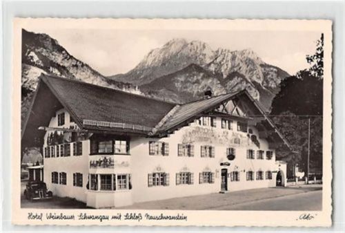 Schwangau. Hotel Weinbauer mit Schloß Neuschwanstein gelaufen. Gute Erhaltung.