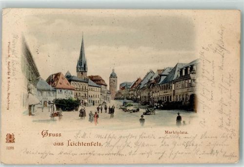 96215 W8620 Lichtenfels , Bay 1898 Gebrauchsspuren Marktplatz Marktszene