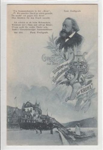 Assmannshausen. Dichter- u. Künstlerheim zur Krone mit Ferd. Freiligrath ungelaufen Gute Erhaltung.