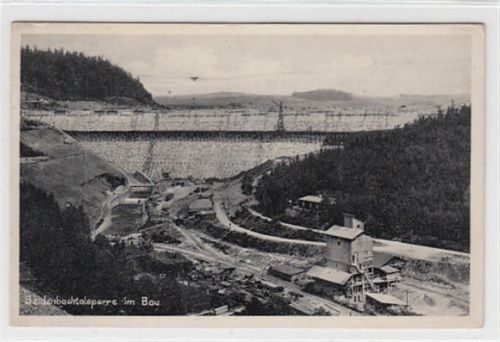 Seidenbachtalsperre im Bau gelaufen, 1933. Leichter Stempeldurchdruck, leicht stockfleckig, sonst gut erhalten