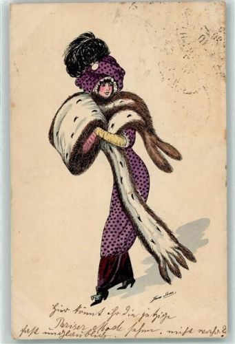 1910 Gebrauchsspuren Pelzmode AK
