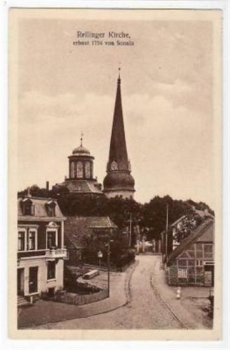 Rellingen mit Kirche gelaufen, Marke entfernt. Oben rechts leicht bügig, sonst gut erhalten