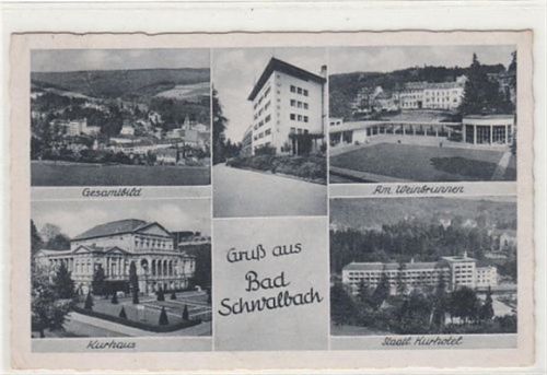 Bad Schwalbach Bad Schwalbach mit Kurhotel und Kurhaus gelaufen, 1942 kleiner Knick unten links, sonst gut erhalten