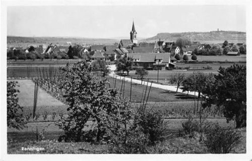 Renningen. ein Blick auf die Kirche und Umgebung gelaufen. Leicht fleckig, sonst gut erhalten