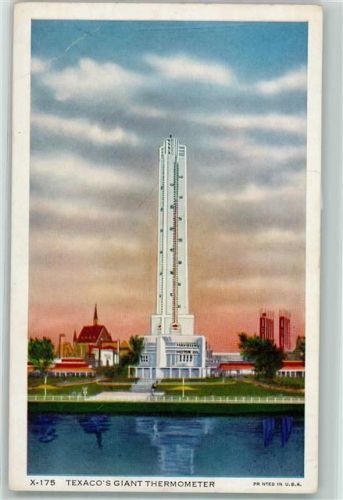 Chicago 1934 Texago Giant Thermometer Intern. Exposition AK