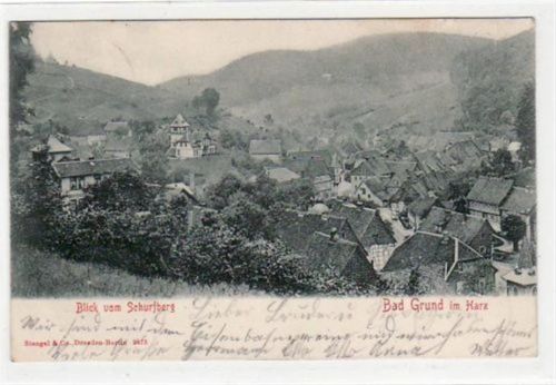 Bad Grund Bad Grund. ein Blick vom Schurfberg gelaufen, 1903. Leichter Stempeldurchdruck, leicht fleckig, sonst gut erhalten