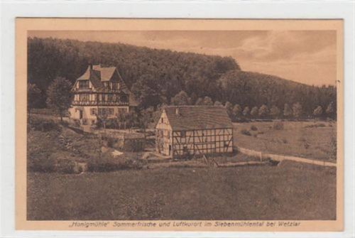 Wetzlar. "Honigmühle" Sommerfrische und Luftkurort im Siebenmühlental. Feldpost, Stempel von 1917. Leicht bügig, leicht fleckig, sonst gut erhalten