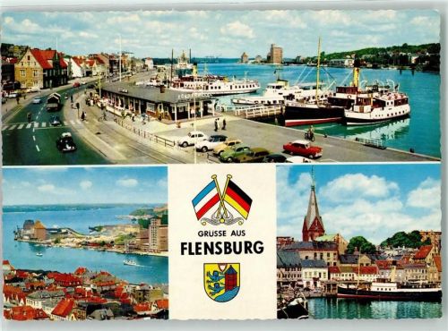 Flensburg Hafen Schiffe Auto Wappen