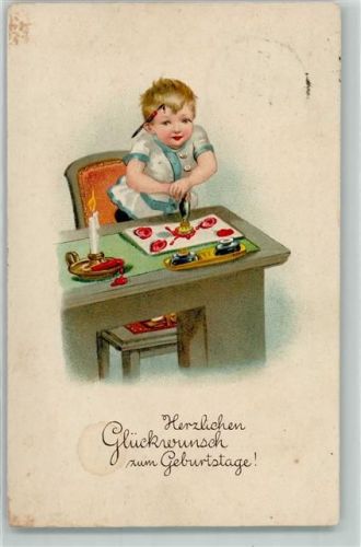 1928 Siegelstempel Tintenfüller Geburtstag AK