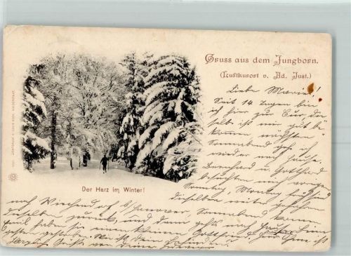 Stapelburg 1900 Ort lt. Stempel Winter Skifahrer