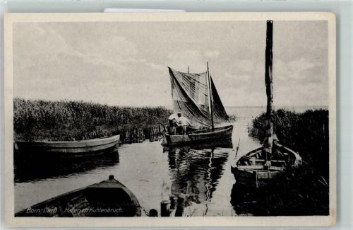 18375 O2382 Born , Darß - Hafen im Kuhlenbruch Segelboot Tracht