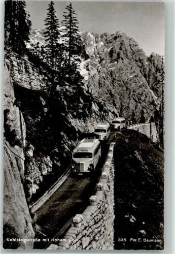 Kehlsteinstraße mit Hohem Göll Omnibus + Hüttenstempel