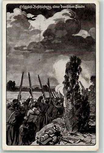 1915 Beschießung einer deutschen Taube Propaganda WK I sign. Eckenbrecher?