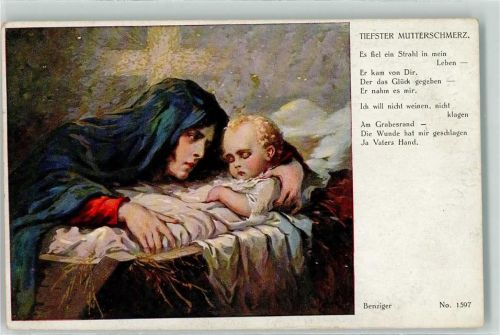 1926 Mutter und Kind Mutterschmerz sign. Benziger