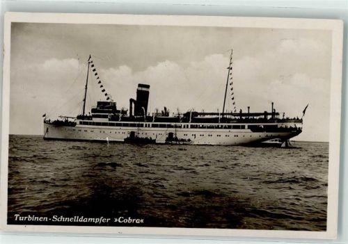 Hapag Seebäderdienst Dampfer Cobra und Bordstempel Seebäderschiff 1927 Foto AK