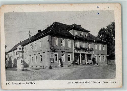 07639 O6532 Bad Klosterlausnitz Gebrauchsspuren Hotel Friedrichshof Litfaßsäule Emailleschilder Zapfsäule