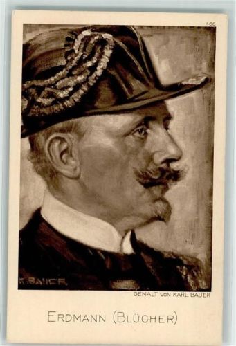 Nr. 466 Ostpreußenhilfe Deutsche Seehelden Erdmann ( Blücher ) sign. Karl Bauer Marine