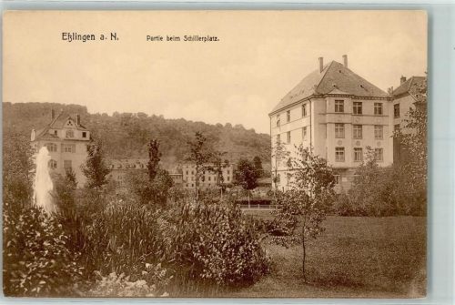 73728 W7300 Esslingen am Neckar - Schillerplatz Springbrunnen Villen