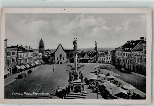 Znojmo Platz Auto Säule Geschäfte Markt Adolf Hitler-Platz WK II