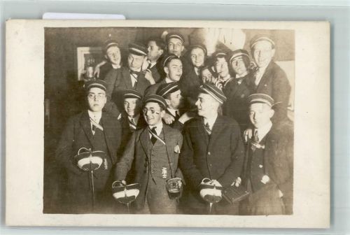 Couleur Burschenband Korbschläger AK Studentika Privatfoto AK