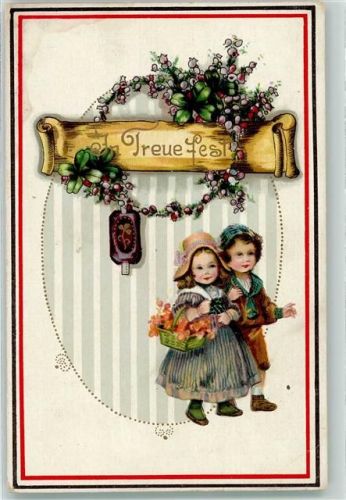 1915 In treue Fest - Kinderpaar Kinderpoesie AK