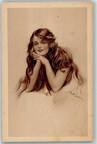 sign. Mädchen mit langen Haaren Serie Sepia Verlag Arthur Rehn Nr. 01370-1 AK