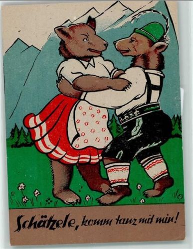 vermenschlicht Komm, tanz mit mir , Tracht AK Bär