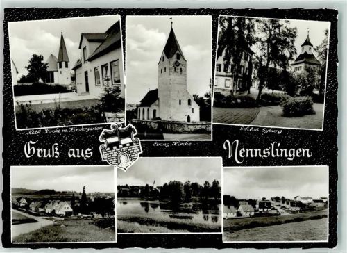 Nennslingen Kath. Kirche Kindergarten Ev. Kirche Schloss Syburg Wappen