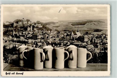 W8640 Kronach , Oberfr Bierkrug Bier 1939 Foto AK
