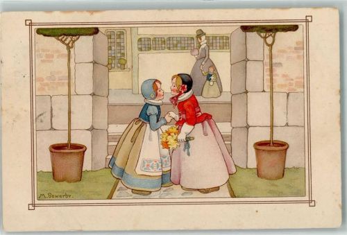 1908 sign. M. Sowerby Kind Mittelalter AK