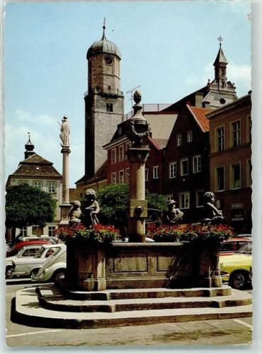 Weilheim Marienplatz Brunnen Auto VW Käfer