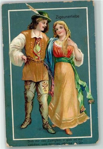 Präge-AK Zigeunerliebe AK Zigeuner 1917 Gebrauchsspuren