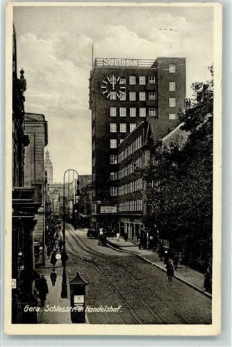07545 O6500 Gera - Schloßstraße Handelshof Straßenuhr Stadtbank
