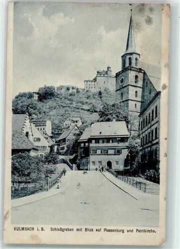 Kulmbach Schießgraben mit Blick auf Plassenburg und Petrikirche