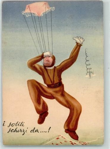 Militär Italien - Humor - Slip aös Fallschirm , Erotik AK Fallschirm