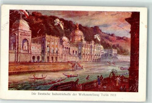 Torino 1911 Deutsche Industriehalle der Weltausstellung Gondeln