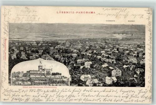 01445 O8122 Radebeul 1903 - Hotel-Gasthaus Friedendburg Lössnitz-Panorama