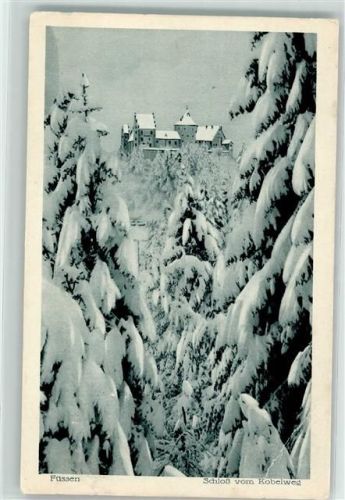 Füssen 1917 Winter Schloss vom Kobelweg