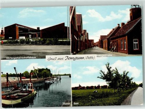 26844 W2959 Jemgum - Dorfgemeinschaftshaus Langestraße Hafen Fischerboot
