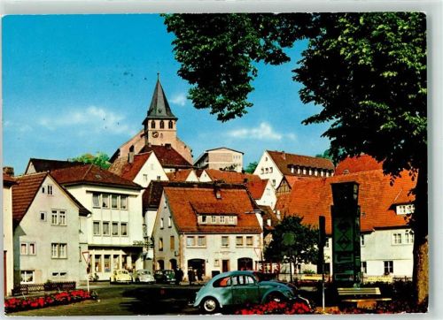 Frammersbach Marktplatz Werbesäule VW-Käfer
