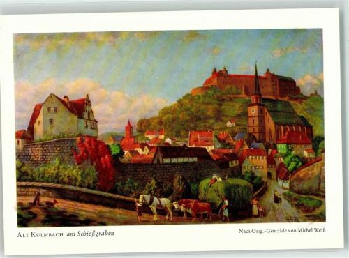 Kulmbach Am Schießgraben Heufuhrwerk Plassenburg Nach Gemälde von Michel Weiß